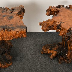 SOLD 9064 Pair of Redwood Burl Live Edge Tables