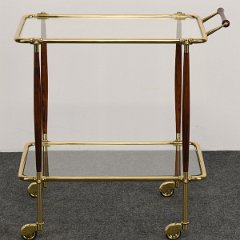 SOLD Brass and Rosewood Bar Cart