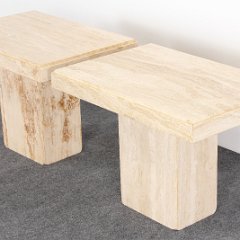 SOLD Italian Travertine End Tables
