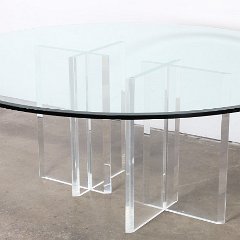 SOLD Lucite Table with Pedestal Bases