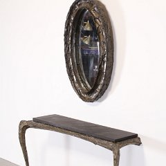 SOLD Paul Evans Sculpted Bronze Mirror and Console