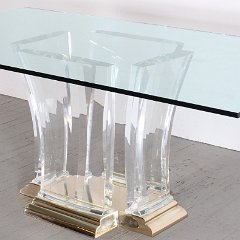SOLD Spectrum Brass Acylic Glass Dining Table