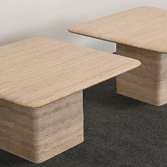SOLD Travertine Roche Bobois Style End Side Tables